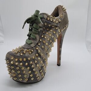 Zigi Girl NY Sz 8 Studs Stiletto LaceUp Camo Heels Stripper Fetish Baddie Dancer